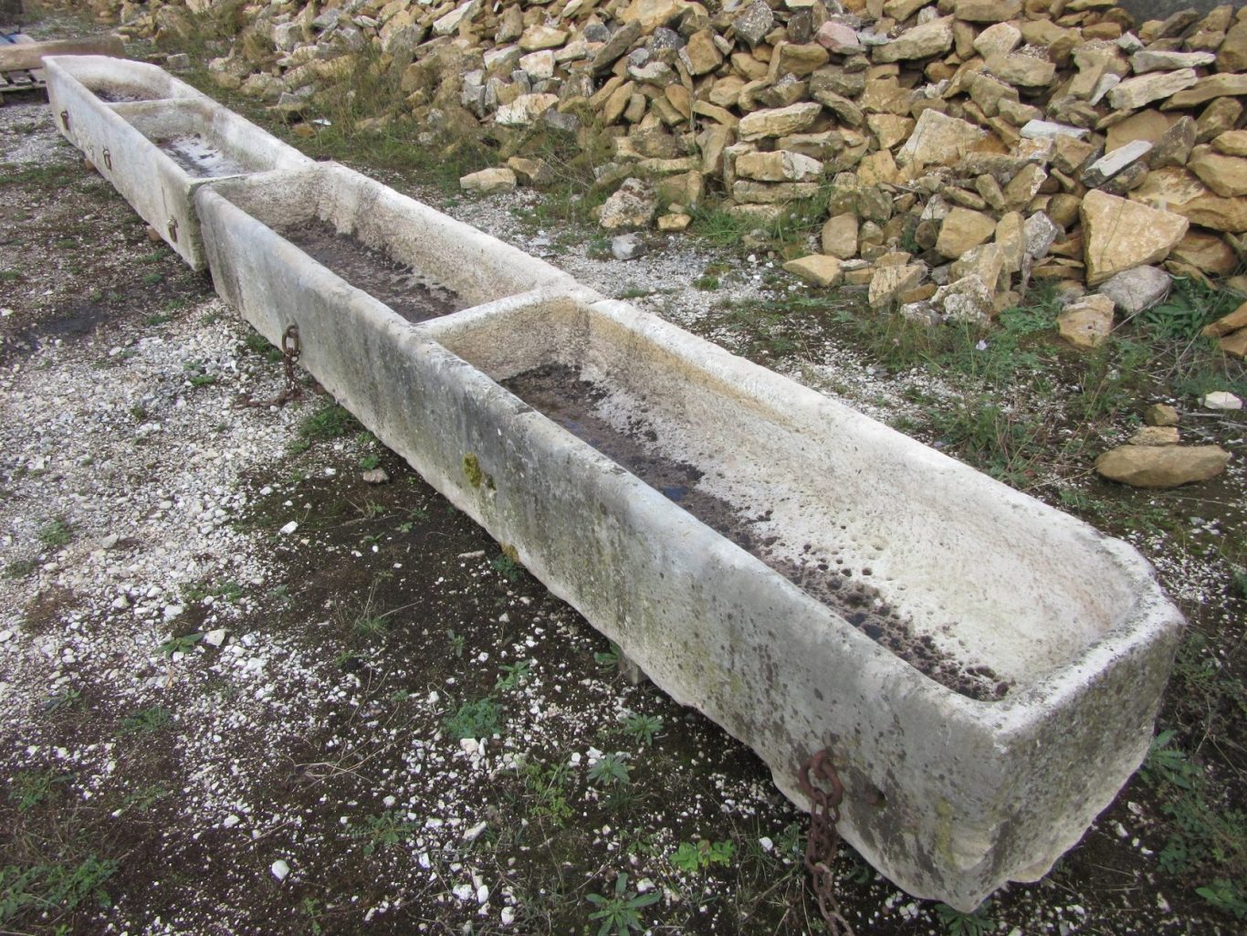 Antique limestone horse feeding troughs