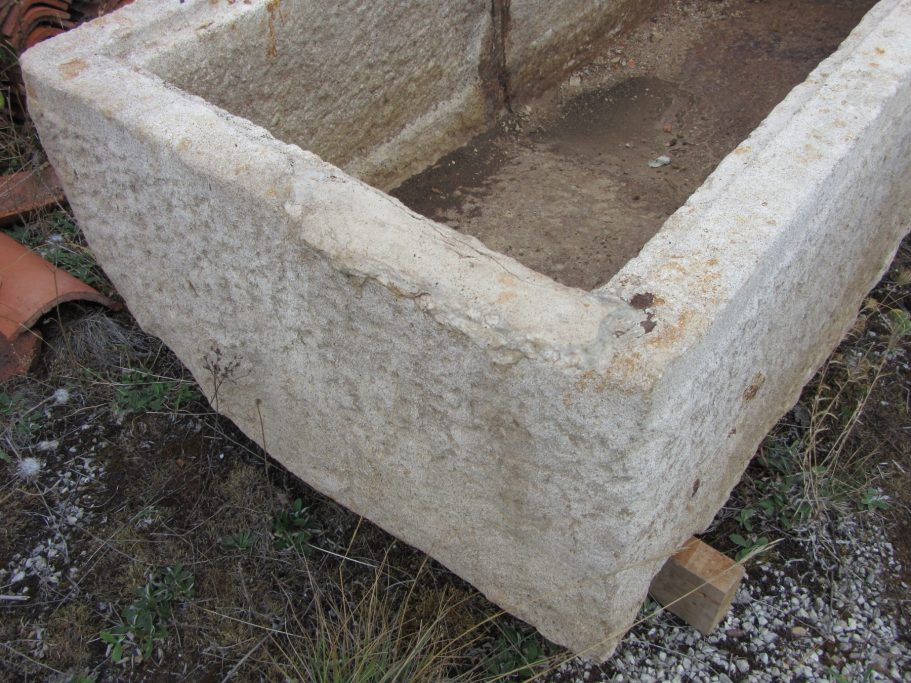 French antique limestone salting trough