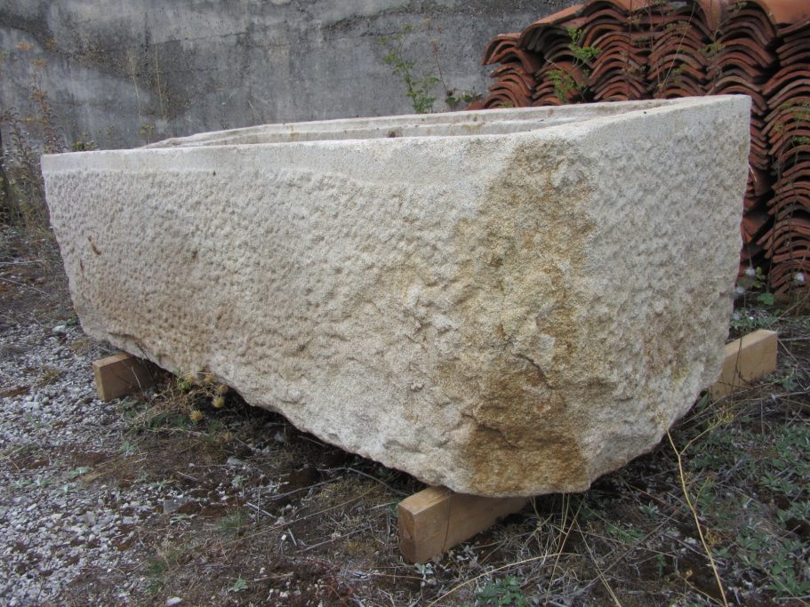 very rare antique French limestone salting trough