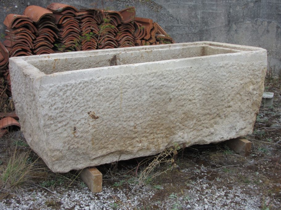 French antique limestone cellar trough