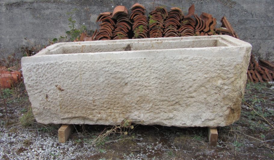 French antique limestone dairy trough