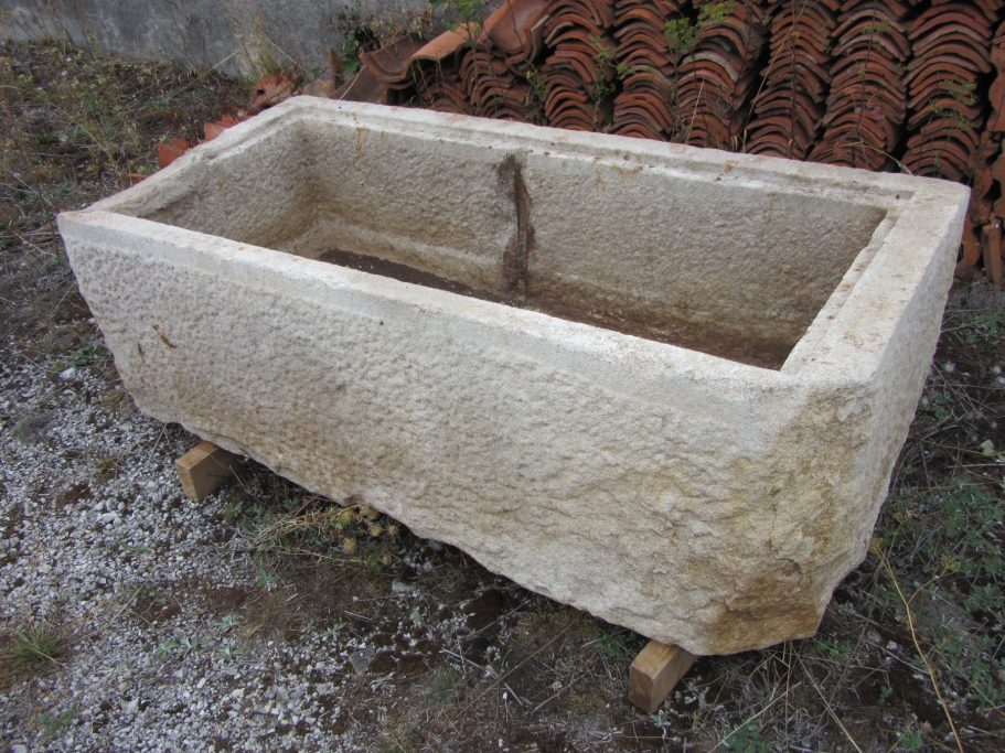 French antique limestone food storage trough